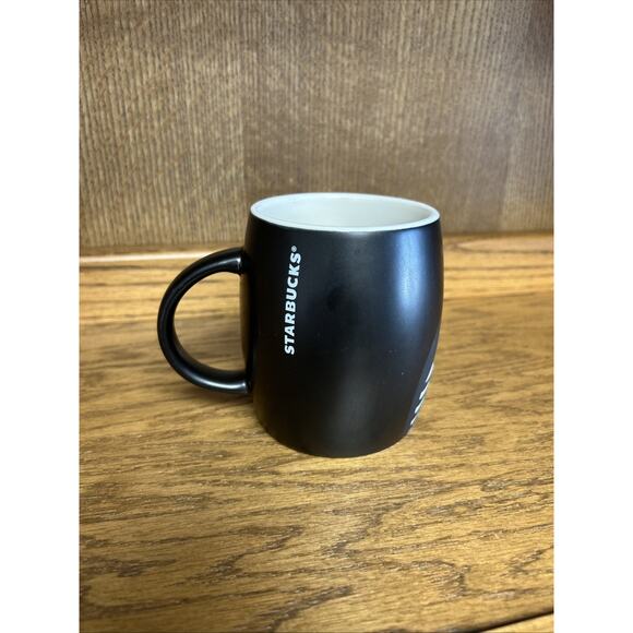 2011 Starbucks laser Etched Mermaid Siren Matte Black Barrel Coffee Mug Cup - Picture 3 of 5